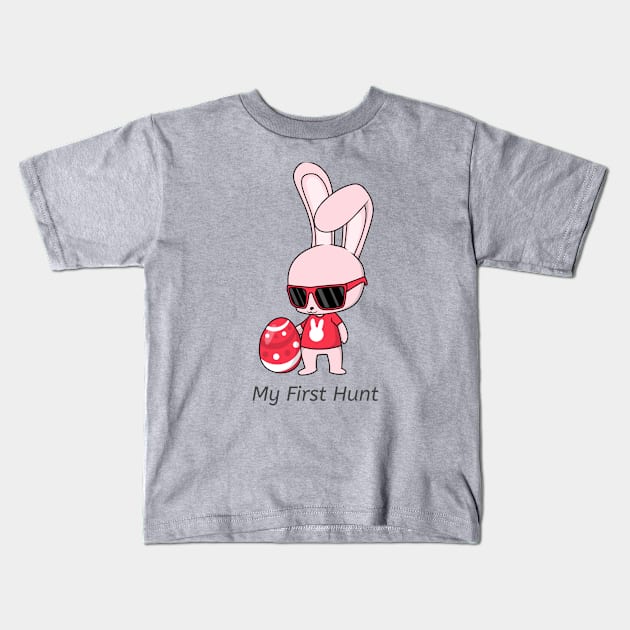 Pink Easter Bunny My First Hunt Egg Kids T-Shirt by IlanaArt